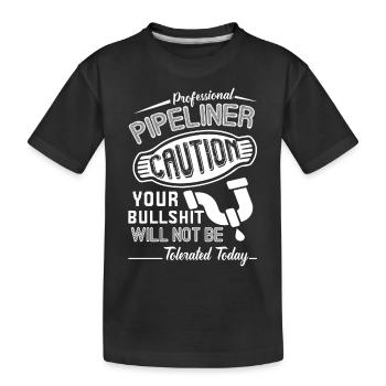 Professional Pipelayer Caution - Kids' Premium Organic T-Shirt - black - Front