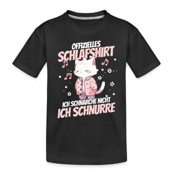 Offizielles Schlafshirt - Ich schnurre und träume - Kinder Premium Bio T-Shirt - Schwarz - Vorne