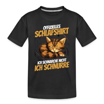 Offizielles Schlafshirt - Süße Katze im Nest - Kinder Premium Bio T-Shirt - Schwarz - Vorne