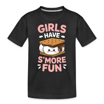 S´More Spruch Marshmallow Camping S´More Geschenk - Kinder Premium Bio T-Shirt - Schwarz - Vorne