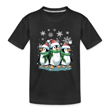Niedlicher Weihnachtspinguin - Niedlicher Weihnachtspinguin - Kinder Premium Bio T-Shirt - Schwarz - Vorne