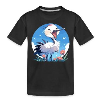 Kraniche Kranich - Kinder Premium Bio T-Shirt - Schwarz - Vorne