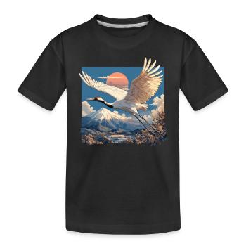 Kraniche Kranich - Kinder Premium Bio T-Shirt - Schwarz - Vorne