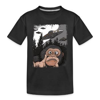 Funny Gorilla UFO Weird Stuff Meme - Kids' Premium Organic T-Shirt - black - Front