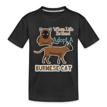 Adopt A Burmese Cat - Kids' Premium Organic T-Shirt - black - Front