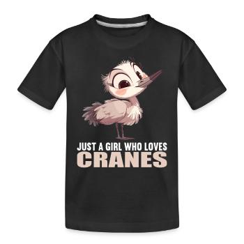 Kraniche Kranich - Kinder Premium Bio T-Shirt - Schwarz - Vorne