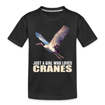 Kraniche Kranich - Kinder Premium Bio T-Shirt - Schwarz - Vorne