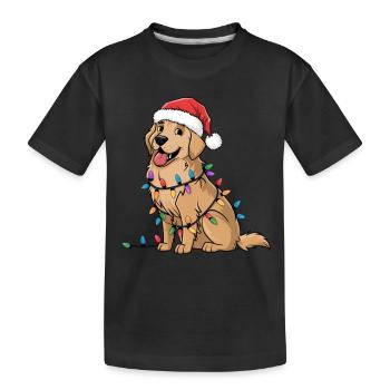 Golden Retriever Christmas Lights Xmas Dogs Gifts - Kids' Premium Organic T-Shirt - black - Front