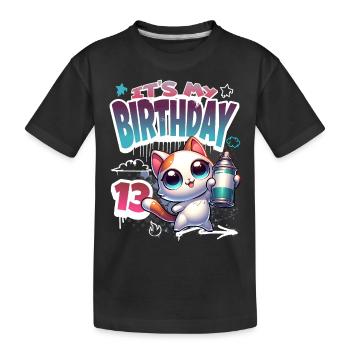 Graffiti de chat de 13e anniversaire - T-shirt bio Premium Enfant - noir - Devant