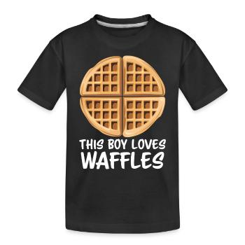Waffles Saying Dessert Funny Waffles Gift - Kids' Premium Organic T-Shirt - black - Front