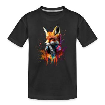 Artistique coloré renard forêt animal renard DJ - T-shirt bio Premium Enfant - noir - Devant