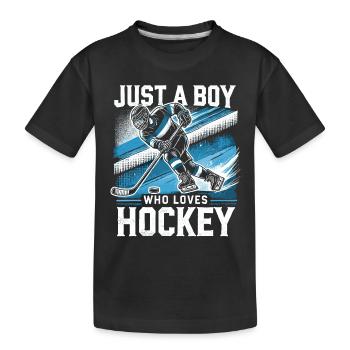 Eishockey, Eishockeyspieler, Junge - Kinder Premium Bio T-Shirt - Schwarz - Vorne