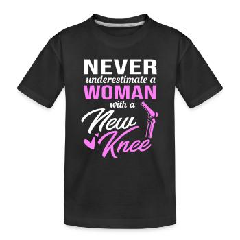 Knie Operation - Kinder Premium Bio T-Shirt - Schwarz - Vorne