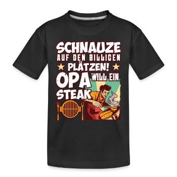 Opi SCHNAUZE AUF DEN BILLIGEN PLÄTZEN OPA WILL - Kinder Premium Bio T-Shirt - Schwarz - Vorne