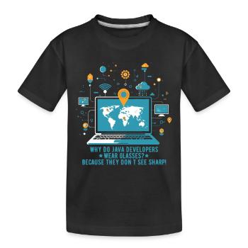 Why do Java developers wear glasses? Because they - Kids' Premium Organic T-Shirt - black - Front