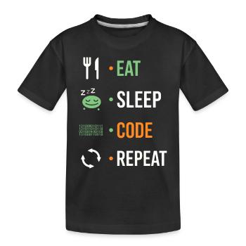 Eat, sleep, code, repeat. - Kids' Premium Organic T-Shirt - black - Front