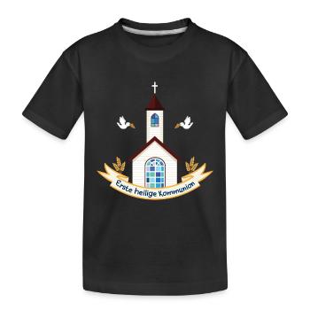 Erste Heilige Kommunion Kind Erstkommunion Kirche - Kinder Premium Bio T-Shirt - Schwarz - Vorne
