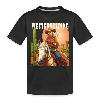 WOMAN RIDING WESTERN RIDING - Kids' Premium Organic T-Shirt - black - Front