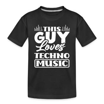 This guy loves techno music - Kids' Premium Organic T-Shirt - black - Front