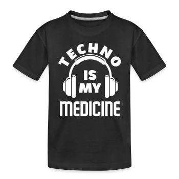 Techno Lover est mon médicament - T-shirt bio Premium Enfant - noir - Devant