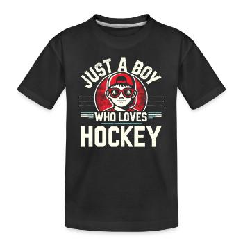 Eishockey, Eishockeyspieler, Junge - Kinder Premium Bio T-Shirt - Schwarz - Vorne
