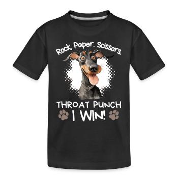 Rock Paper Scissors Doberman Sarcastic - Kids' Premium Organic T-Shirt - black - Front