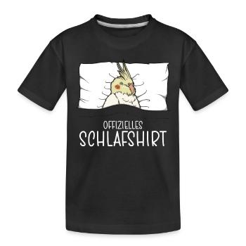 Offizielles Schlafshirt Nymphensittich Schlafanzug - Kinder Premium Bio T-Shirt - Schwarz - Vorne