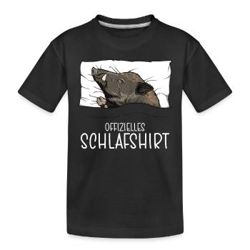 Offizielles Schlafshirt Wildschwein Schlafanzug - Kinder Premium Bio T-Shirt - Schwarz - Vorne