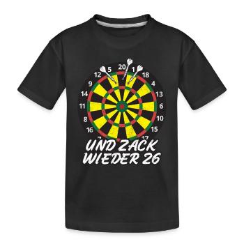 Dartspieler UND ZACK WIEDER 26 Lustiges Darts - Kinder Premium Bio T-Shirt - Schwarz - Vorne