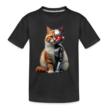 Funny Robot Cat Tech Cats Cyborg Animal Cat - Kids' Premium Organic T-Shirt - black - Front