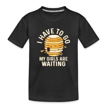 I Have To Go My Girls Are Waiting Beekeeping Beeke - Kinder Premium Bio T-Shirt - Schwarz - Vorne