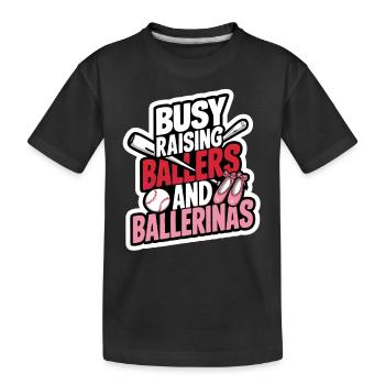 Fleißige Aufzucht von Baller und Ballerinas Baseball - Kinder Premium Bio T-Shirt - Schwarz - Vorne