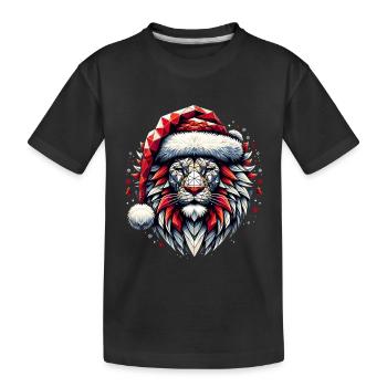 Polygon Art - Lion Lion Head with Santa Hat - Kids' Premium Organic T-Shirt - black - Front