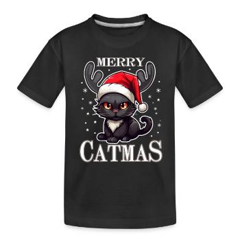 Merry Catmas Funny Cats Christmas Shirt - Kids' Premium Organic T-Shirt - black - Front