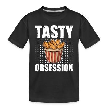 Hot & Spicy Chicken Wings Tasty Obession - Kids' Premium Organic T-Shirt - black - Front