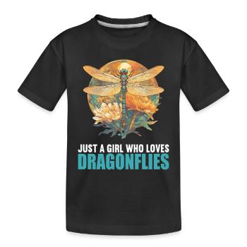 Libellen Libelle - Kinder Premium Bio T-Shirt - Schwarz - Vorne
