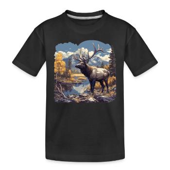 Elche Elch - Kinder Premium Bio T-Shirt - Schwarz - Vorne