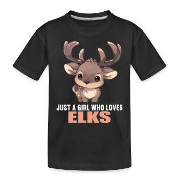 Elche Elch - Kinder Premium Bio T-Shirt - Schwarz - Vorne