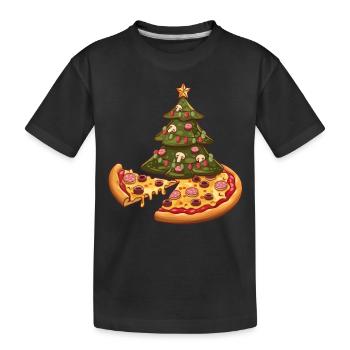 Pizza arbre de Noël Pepperoni Cadeaux alimentaires pour hommes - T-shirt bio Premium Enfant - noir - Devant