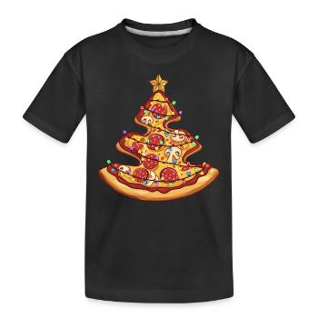 Pizza arbre de Noël Pepperoni Cadeaux alimentaires pour hommes - T-shirt bio Premium Enfant - noir - Devant