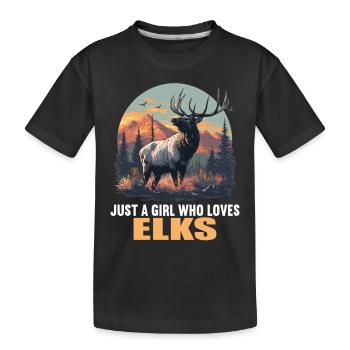 Elche Elch - Kinder Premium Bio T-Shirt - Schwarz - Vorne