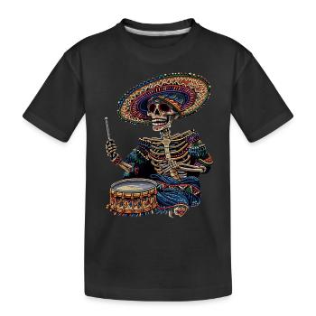 Mexikanisches Skelett Trommeln - Kinder Premium Bio T-Shirt - Schwarz - Vorne