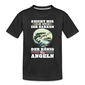 Zander Angler REICHT MIR DIE RUTE IHR NARREN - Kinder Premium Bio T-Shirt - Schwarz - Vorne