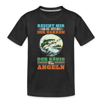 Zander Angler REICHT MIR DIE RUTE IHR NARREN - Kinder Premium Bio T-Shirt - Schwarz - Vorne