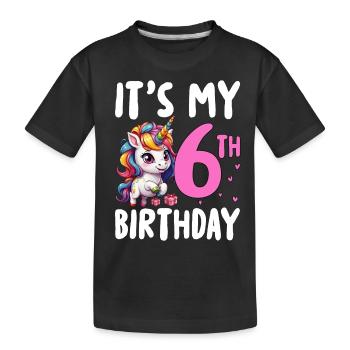 It's My 6th Birthday - Kids' Premium Organic T-Shirt - black - Front