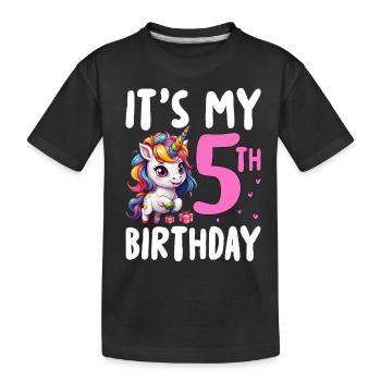 It's My 5th Birthday - Kids' Premium Organic T-Shirt - black - Front