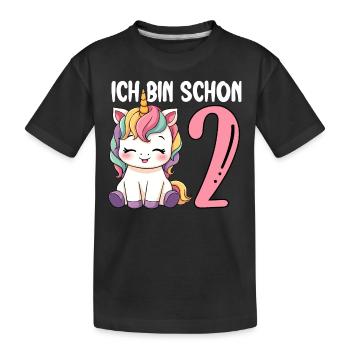 Children's Unicorn 2nd Birthday I'm already Two - Kids' Premium Organic T-Shirt - black - Front
