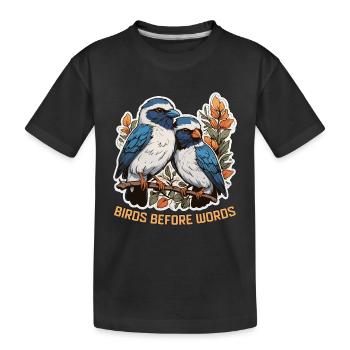 Passionné d’oiseaux, Oiseaux avant les mots, Ornithologie - T-shirt bio Premium Enfant - noir - Devant