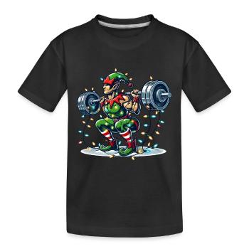 Entraînement d’haltères elfes de renforcement musculaire de Noël - T-shirt bio Premium Enfant - noir - Devant