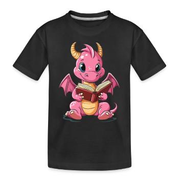Cute Pink Dragon – Magical Design for Kids - Kids' Premium Organic T-Shirt - black - Front